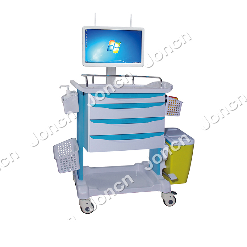 E-NT-78023D6 Carro de enfermería inalámbrico con poste y cajón