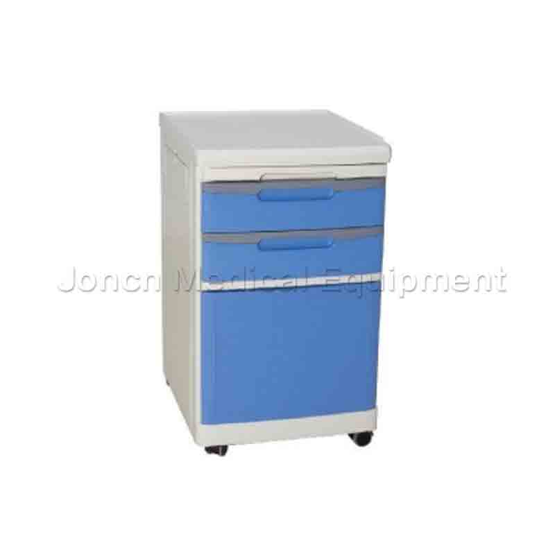 Mesita de noche de plástico ABS para uso médico hospitalario BS009-21 con ruedas para cajones